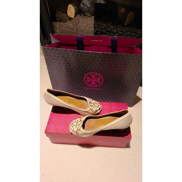 Tory Burch Designer Amanda Peep Open Toe Wedge Heels Size 6 - Picture 3 of 7